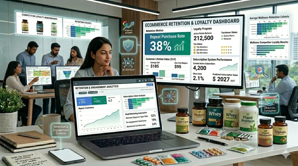 Retention marketing systems helping nutraceutical brands improve repeat purchases and customer loyalty.