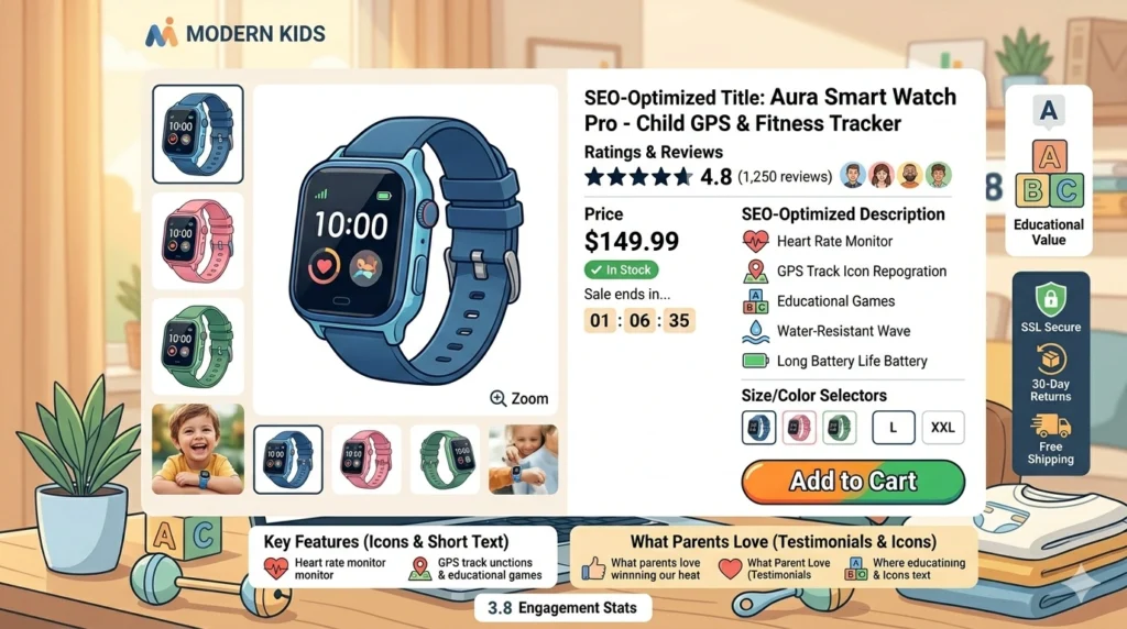 SEO optimized baby product page improving product discovery for ecommerce