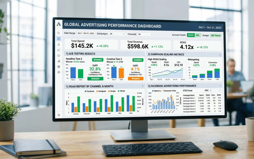 Testing and scaling Facebook ads while maintaining account health.