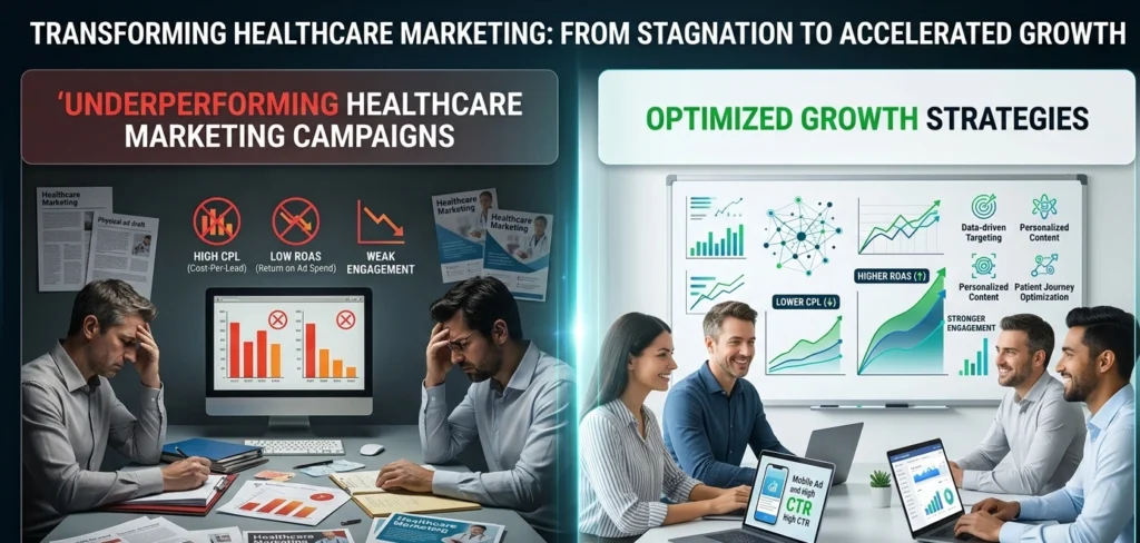 The financial impact of ineffective healthcare marketing compared to expert agency management.