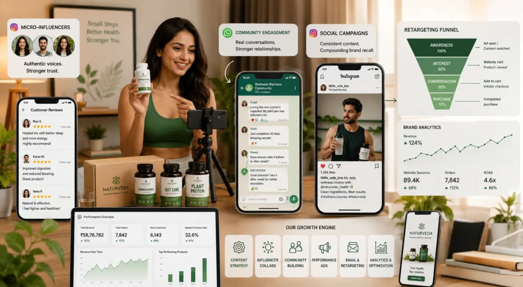 Effective ways to market a wellness brand using influencers, reviews, communities, and retargeting