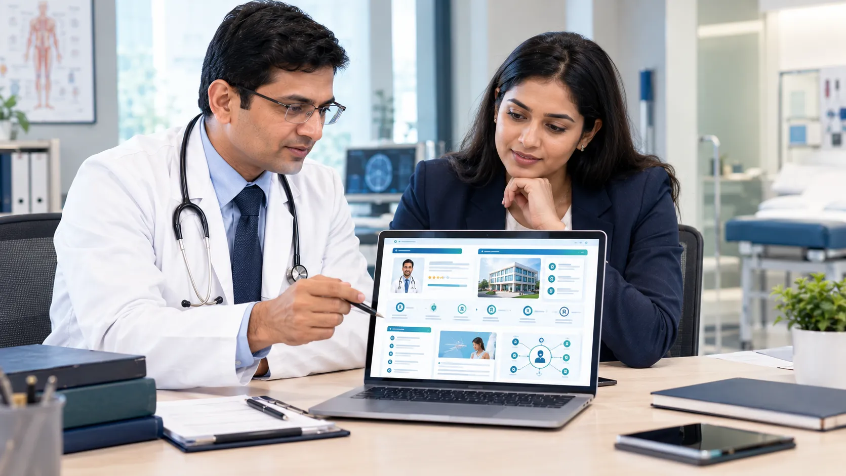 Doctor reviewing healthcare content to improve medical accuracy and patient trust