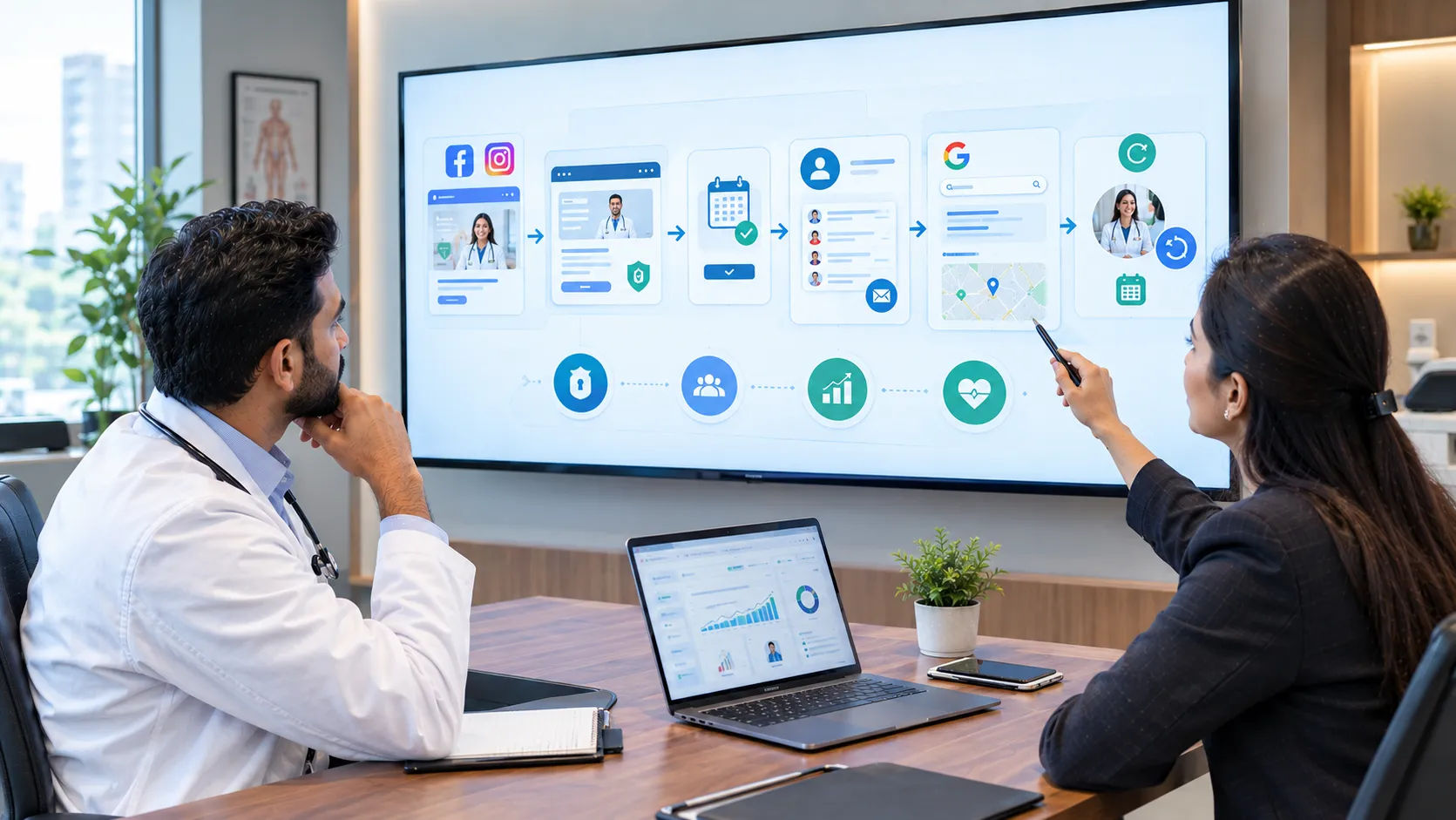 Connected Facebook advertising and patient acquisition system for a medical practice