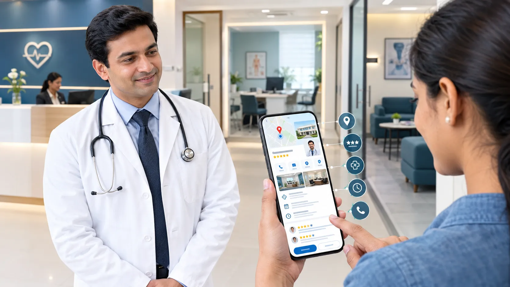 Doctor practice appearing in local search with Google Business Profile information